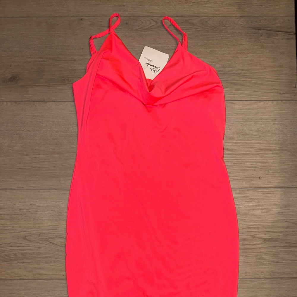 Neon pink mini dress